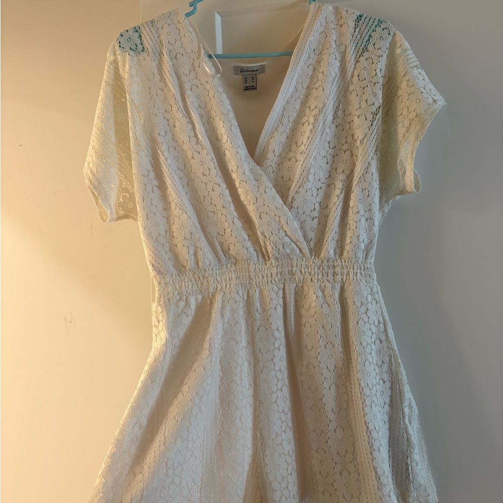 White Lace Wrap Romper